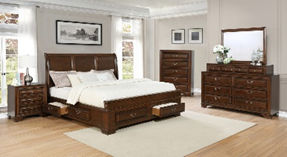brown wooden 5-piece bedroom set