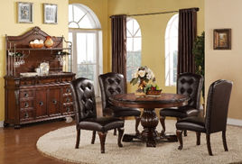 brown leather wooden 4 seat dining room set