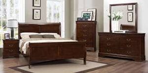 brown wooden 5-piece bedroom set