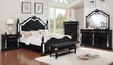 black and white wooden 5-piece bedroom set