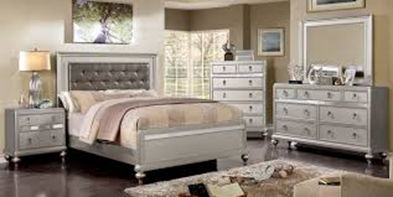 grey wooden 5-piece bedroom set