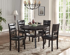 black leather wooden 4 seat dining room set