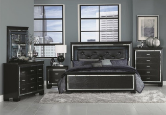 black wooden 5-piece bedroom set