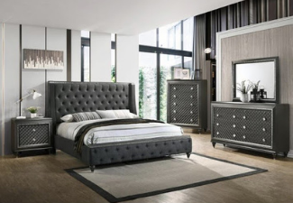 dark grey wooden 5-piece bedroom set
