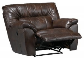 brown leather reclining single chair
