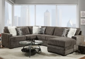 dark grey sectional with coffee table display